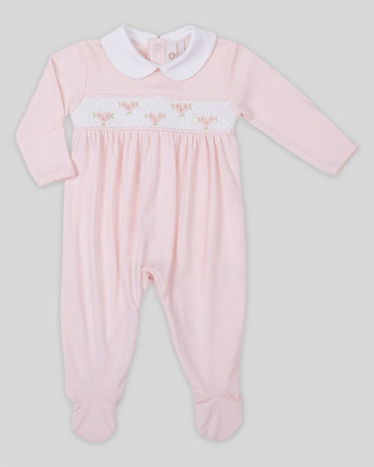 Pink Zuz HandSmocked Footie Romper