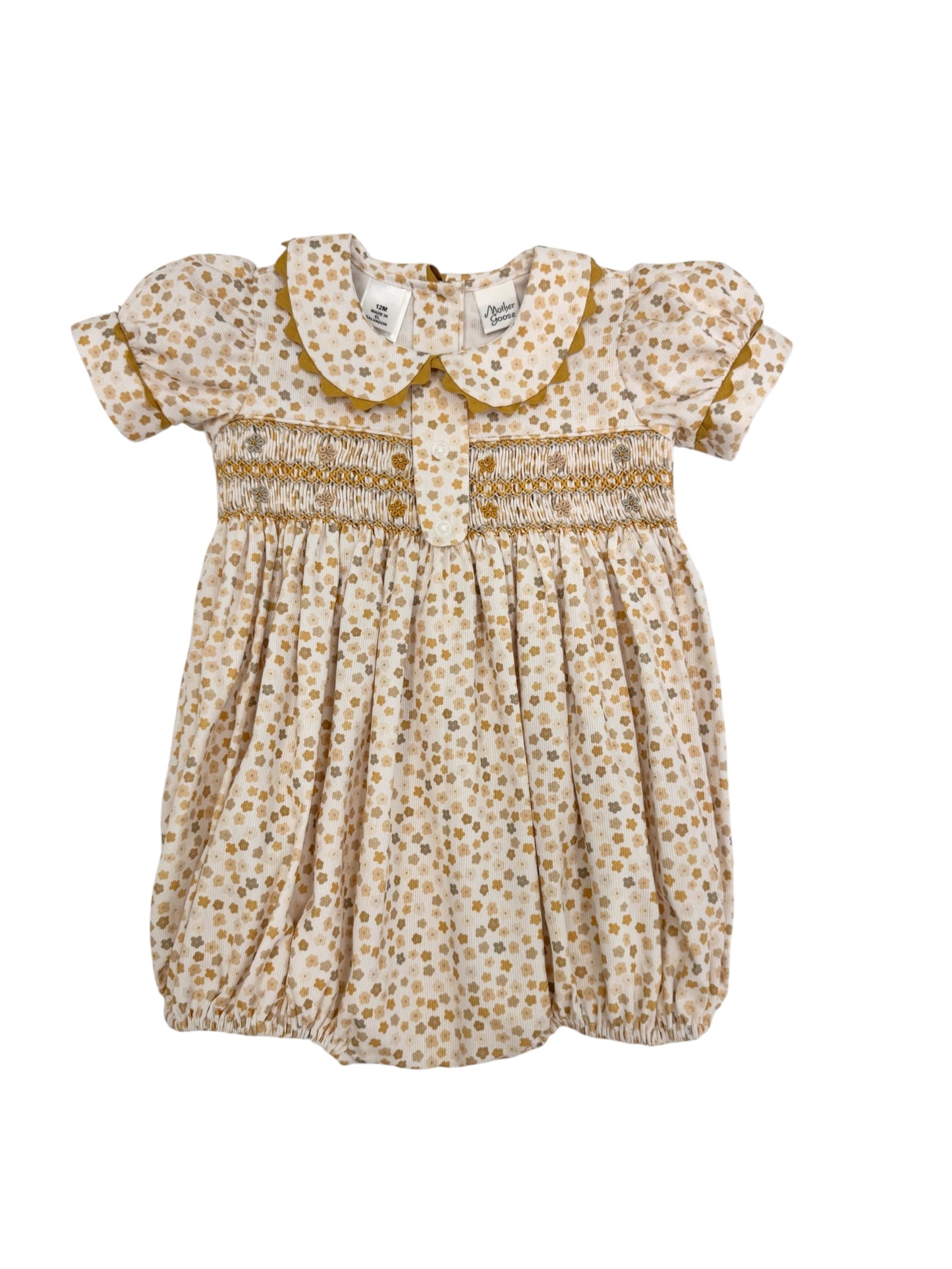 Mustards Calico Print Smocked Romper
