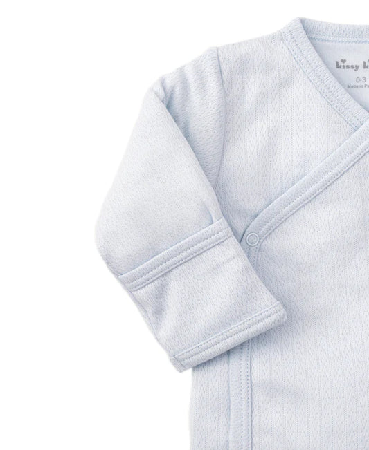 2 pc Kissy Pointelle Cross Tee/Pant Set - Light Blue