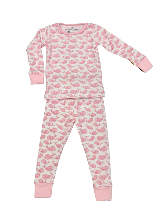 Azure Whales Long Pajamas Pink