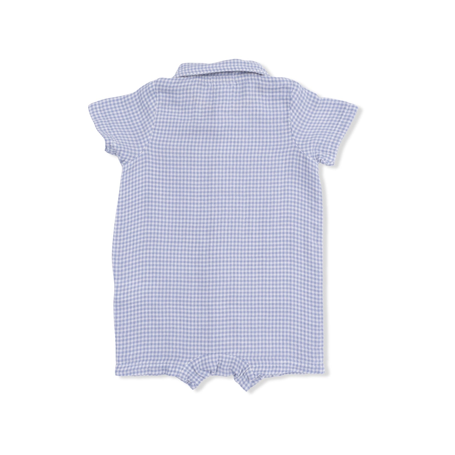 Micro Gingham Blue Blizzard Polo Shortie