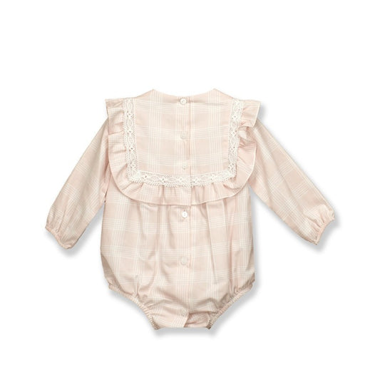 30478 Pink Plaid Romper 1M