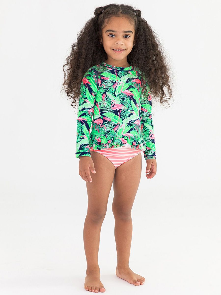Flamingo Frenzy Rash Guard Bikini