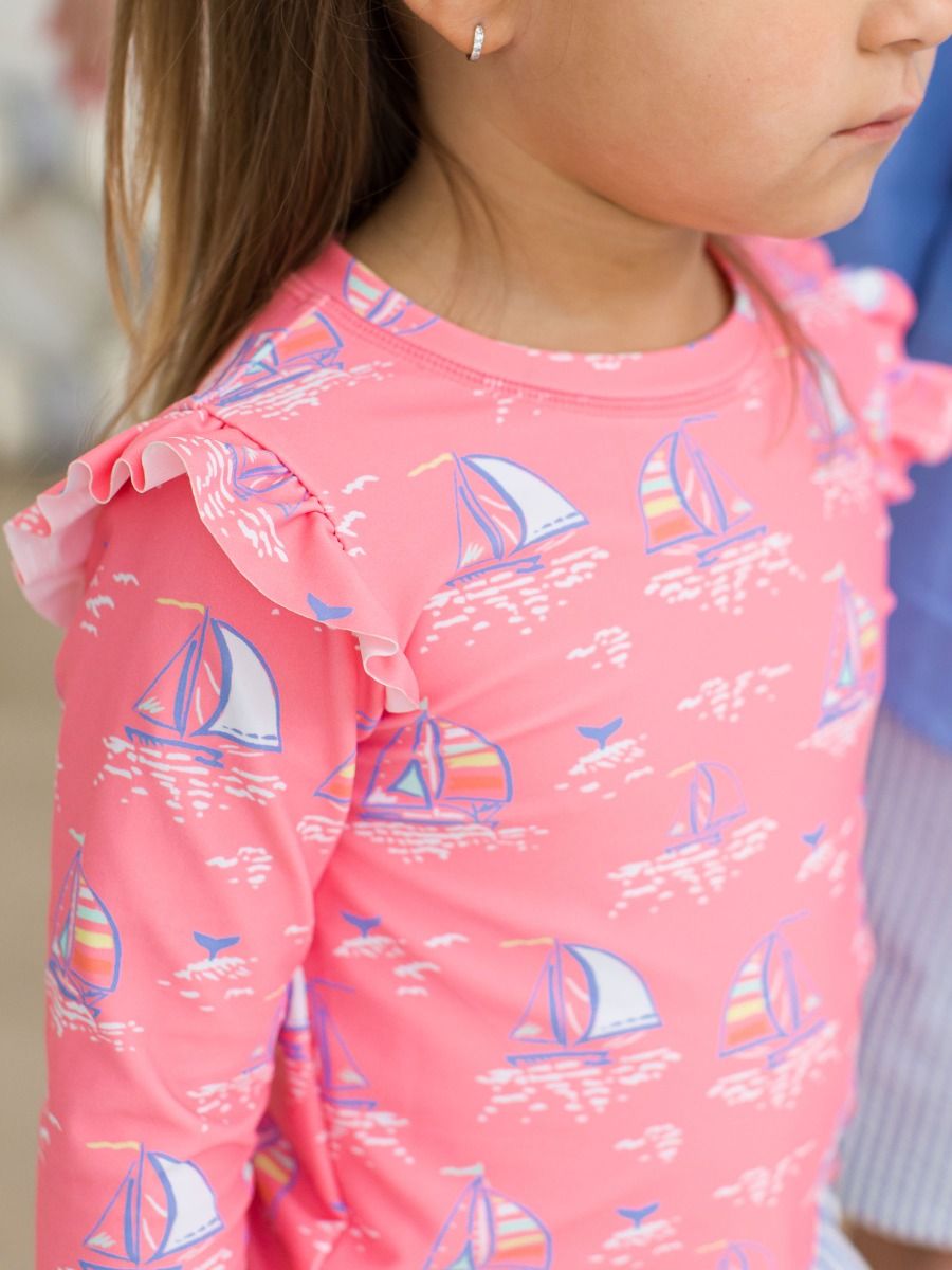 Pink Seas the Day Long Sleeve Rash Guard Bikini