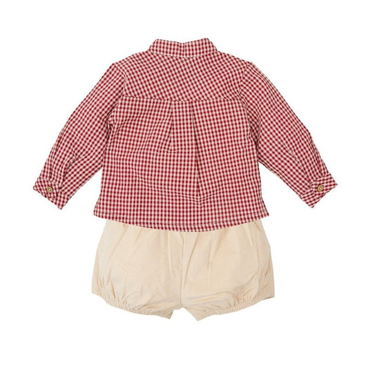 41769 Red Gingham Shorts Set 3M