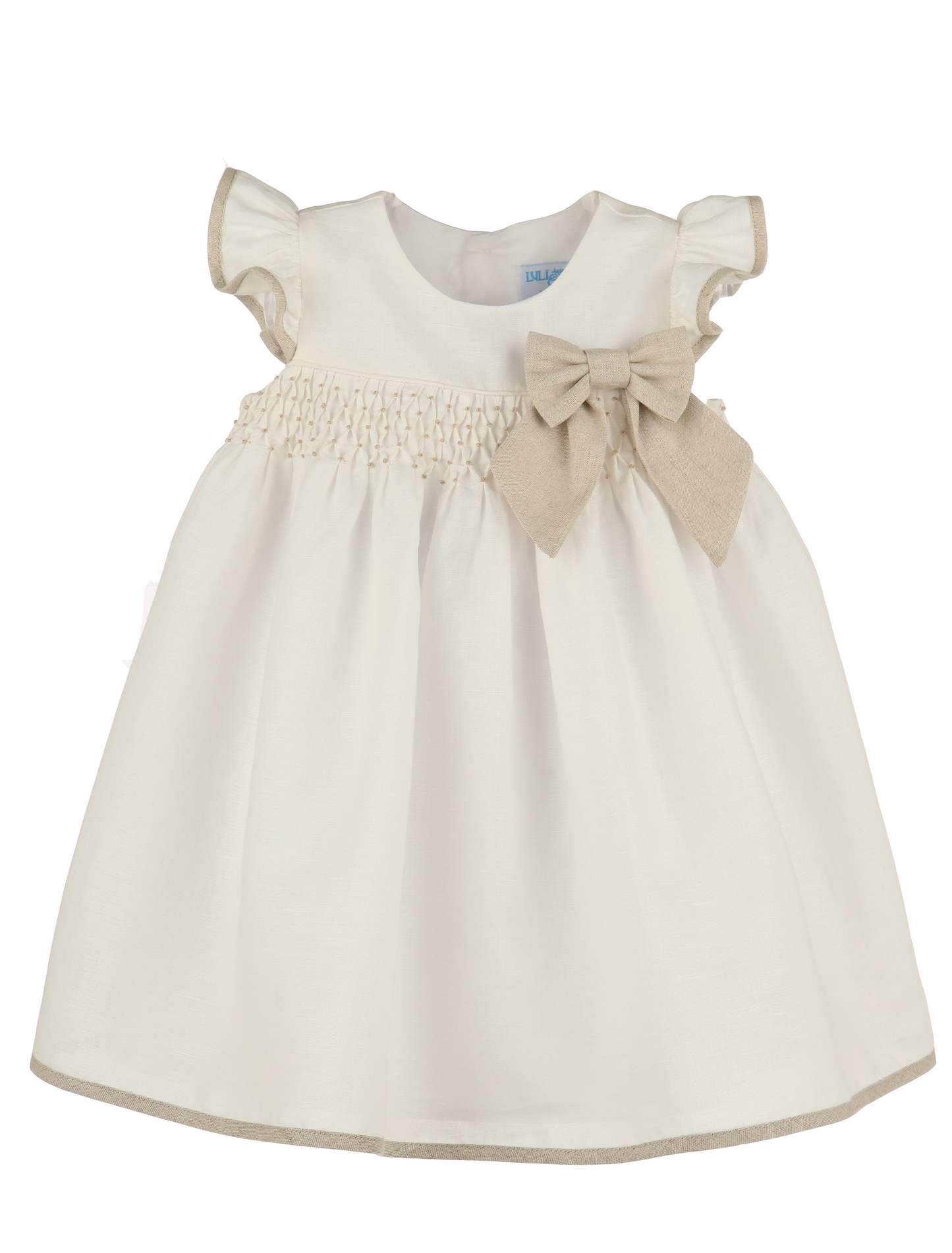 Ivory Linen Smocked Dress