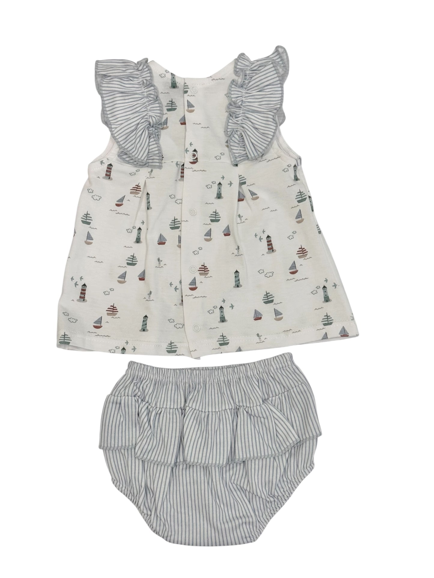 Mirada Blue Sailboat Ruffle Bloomer Set 41221