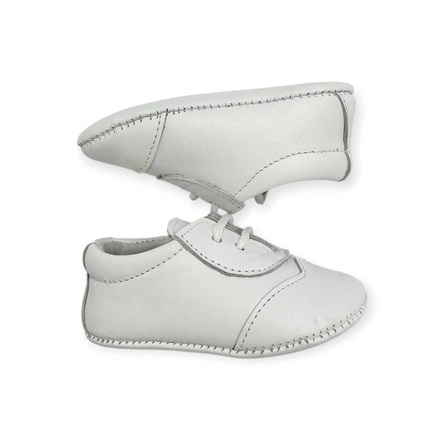 White Leather Lace Up Plain SB521