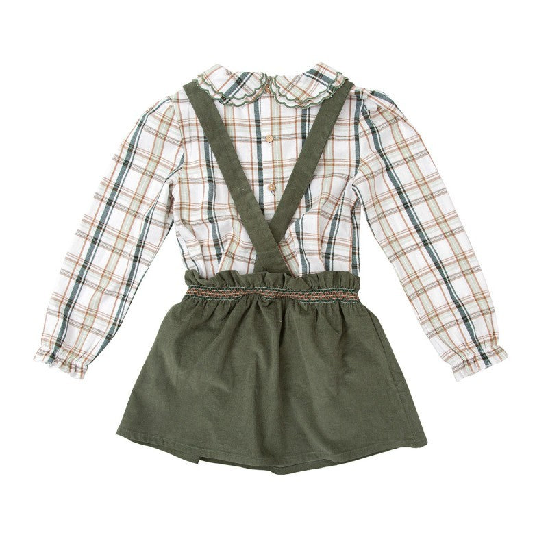 93767 Green Plaid Jumper Skirt Set