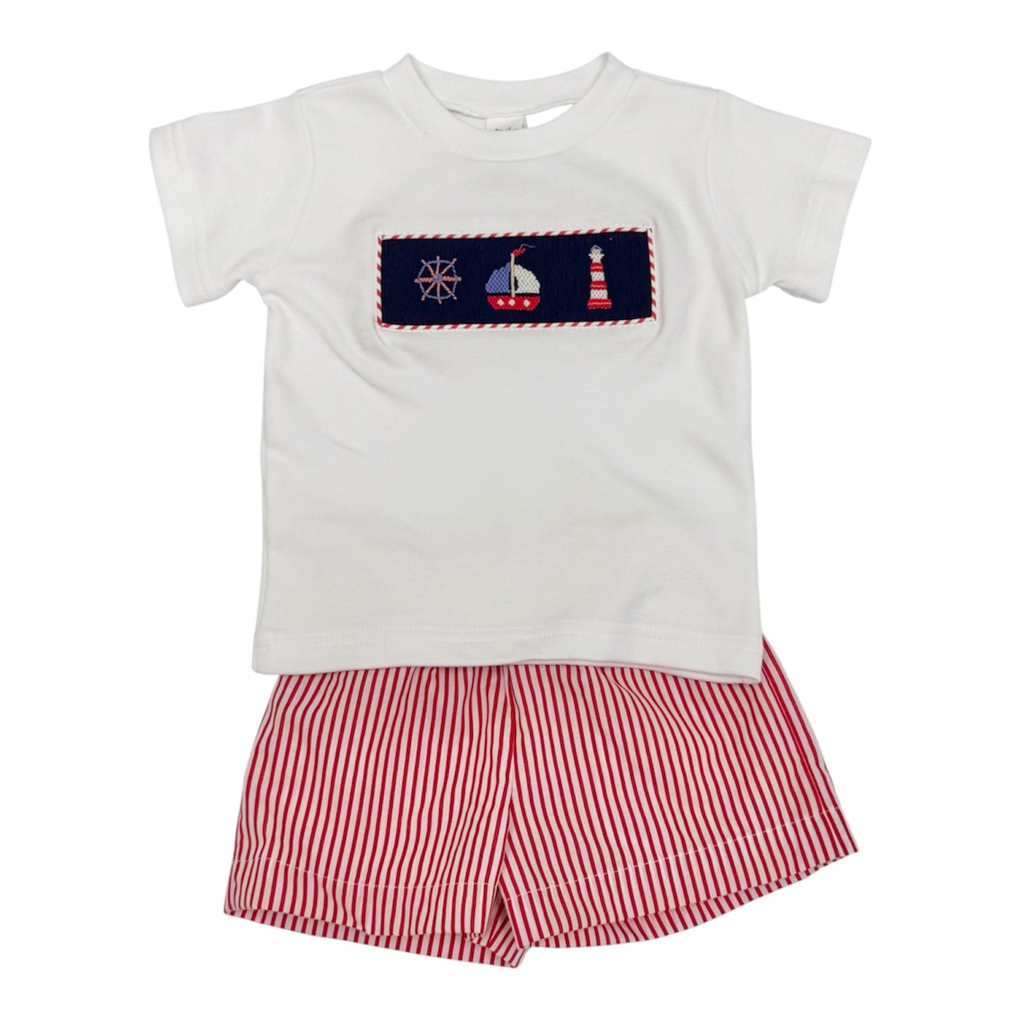 Red Stripe Nautical Shorts Set