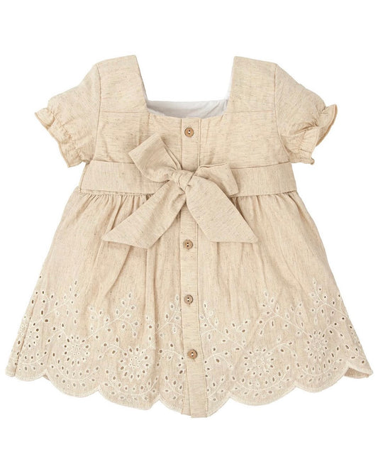 92407 Beige Linen Dress Size 2T