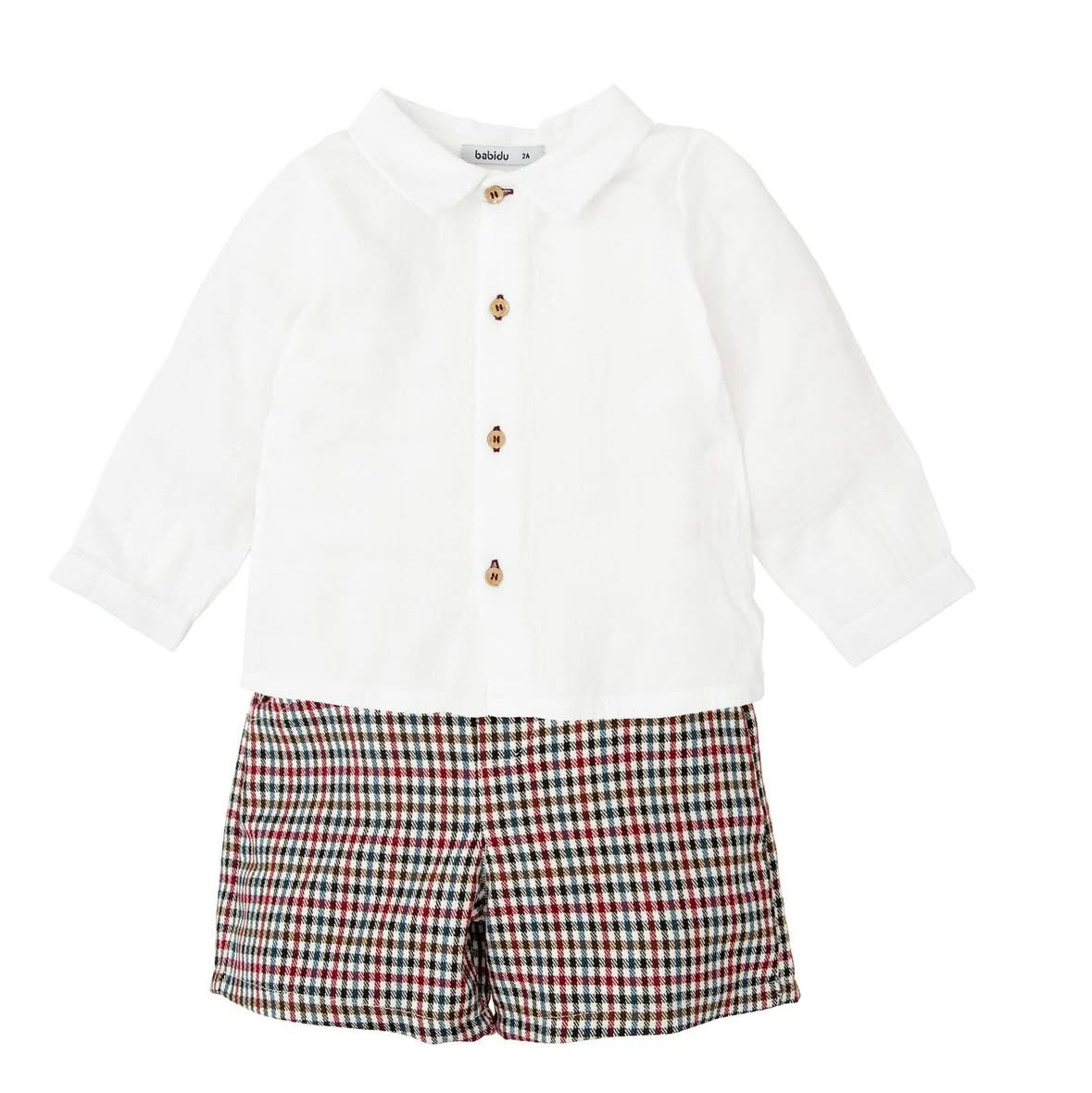 41660 Burgundy Plaid Shorts Set