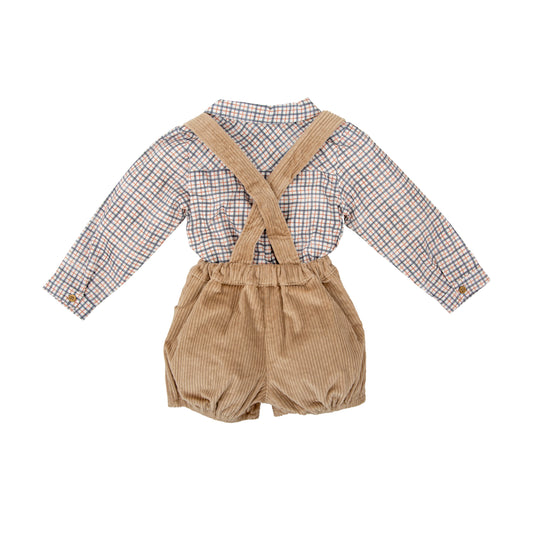 Valle Blue Plaid Shorts Shirt Set