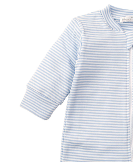 Light Blue Stripes Footie w/ Zip