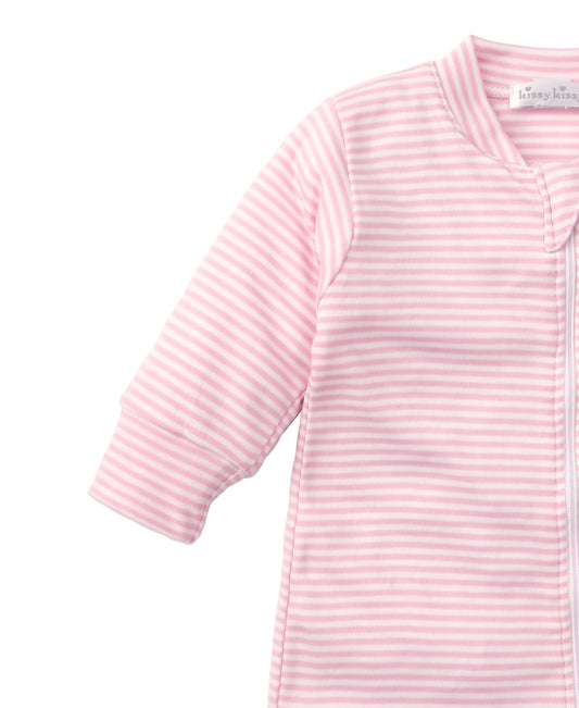 44104STZ - Stripes Footie w/ Zip - Pink