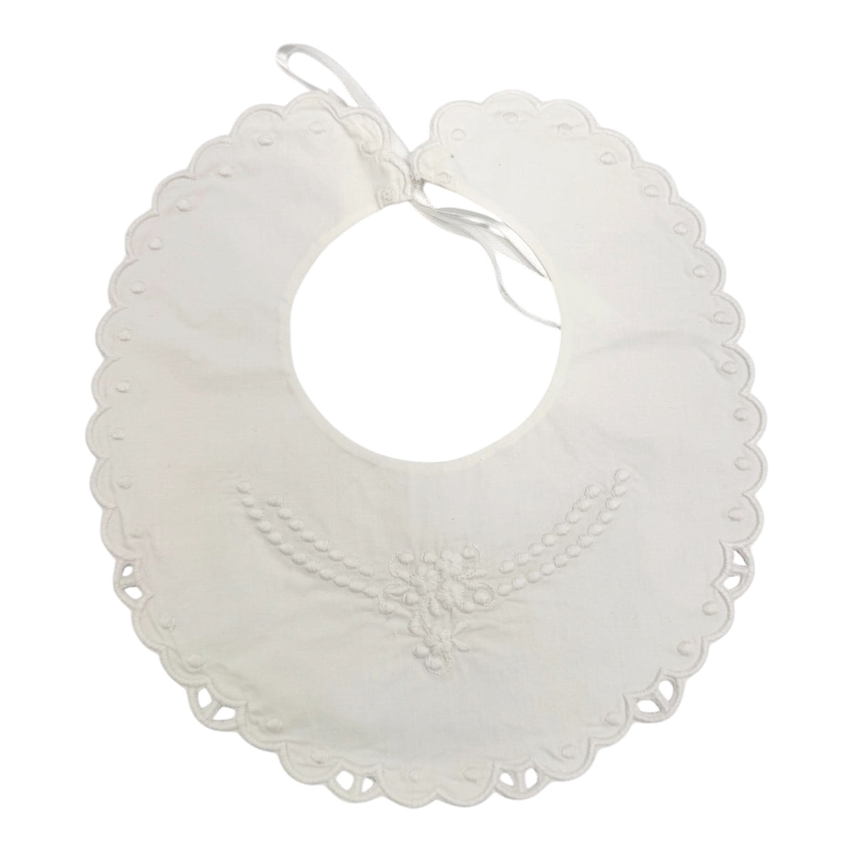 White Embroidered Scallop Bib 4804