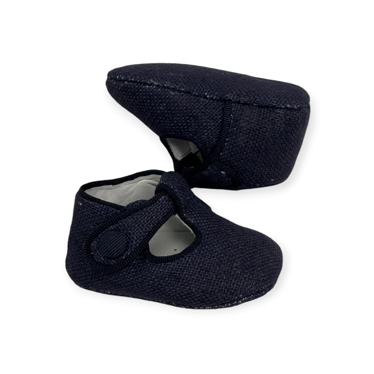 Navy Linen T-Strap SB520