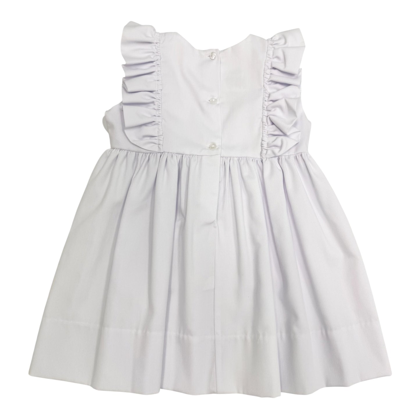 White Pique Flutter Sleeve Dress