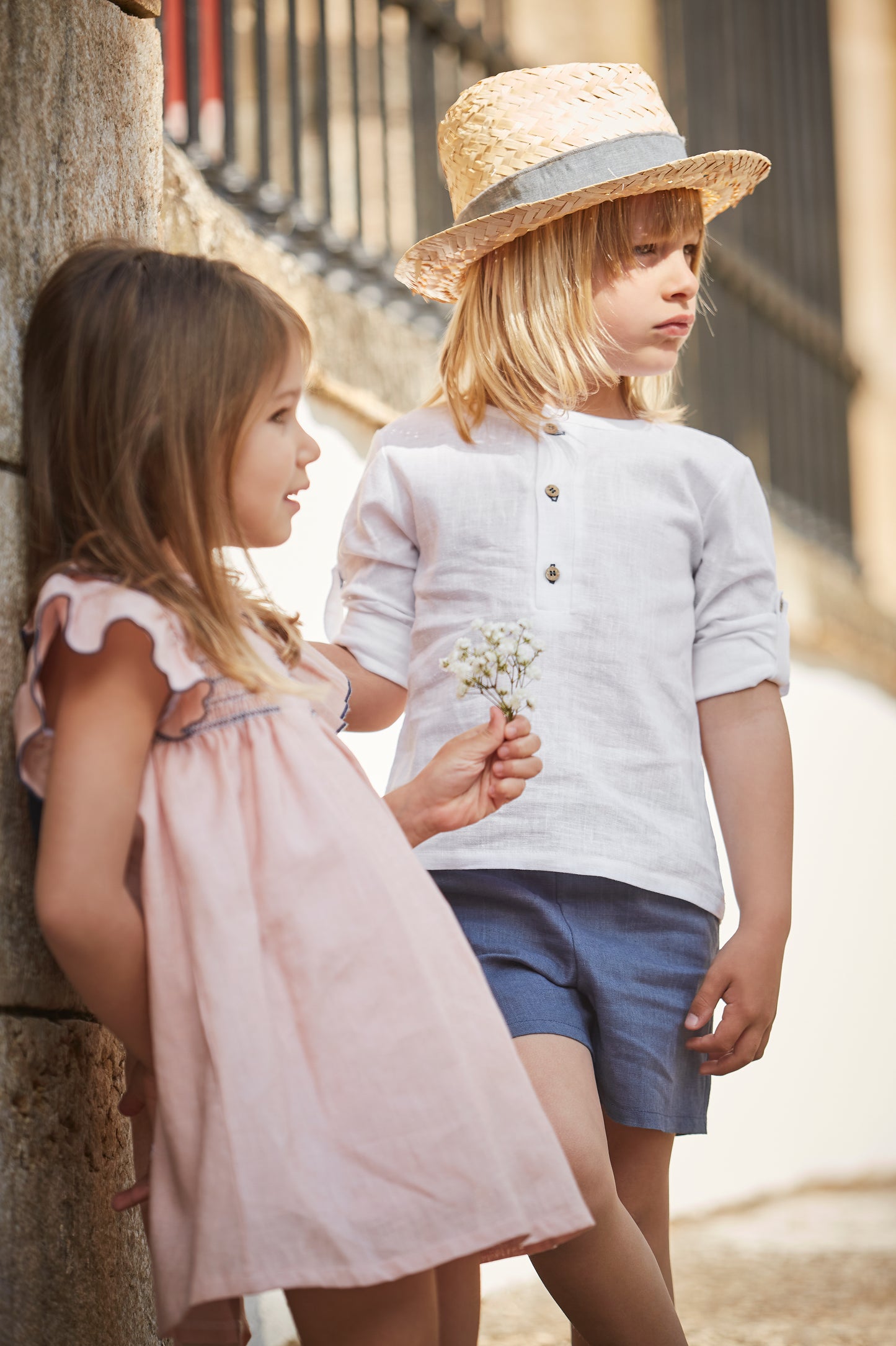 Claror Pink Linen Smocked Dress 90427