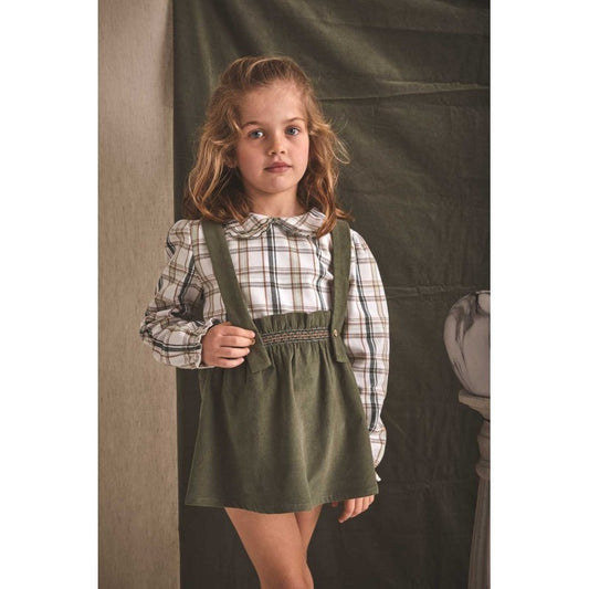 93767 Green Plaid Jumper Skirt Set