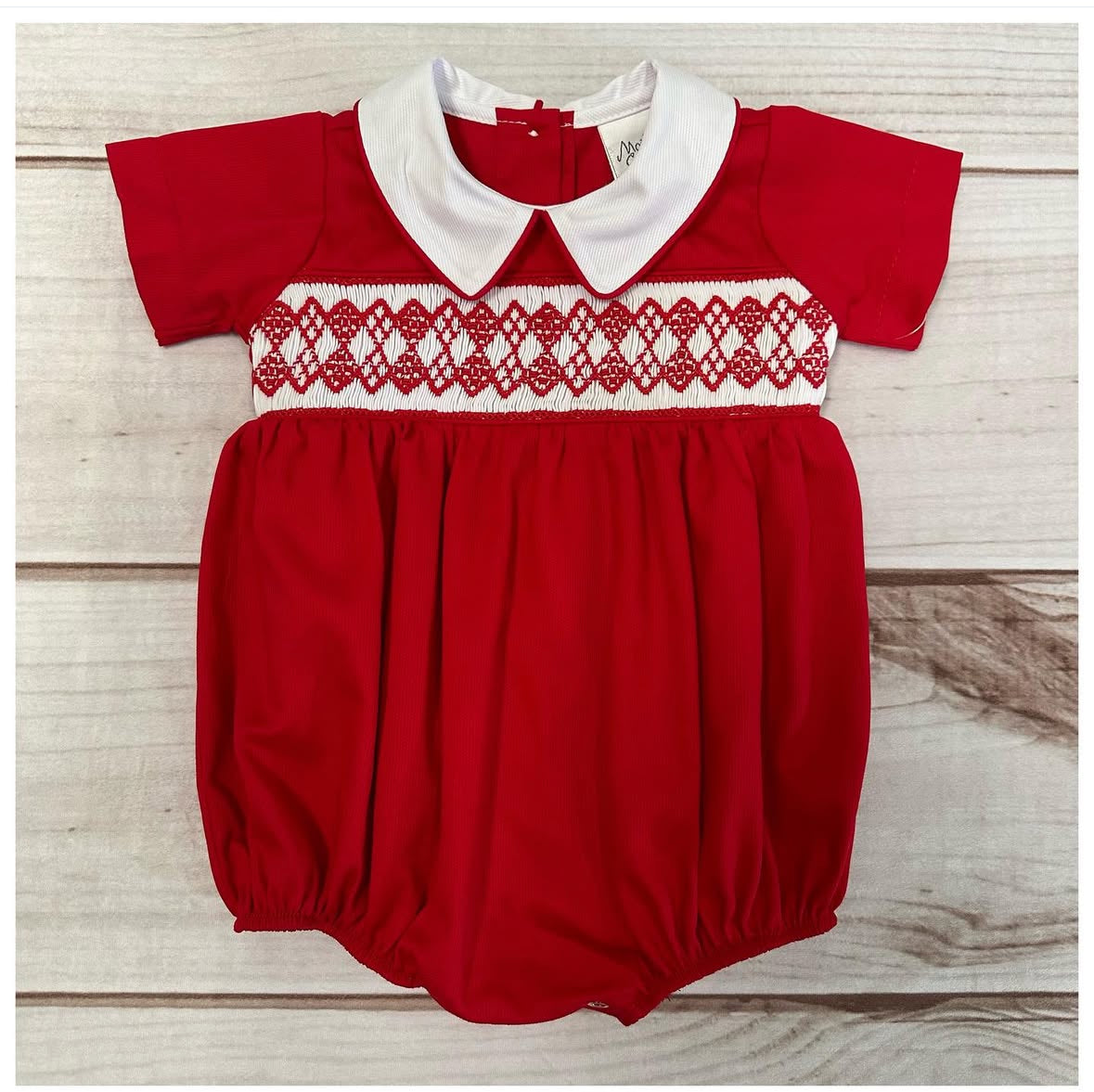 H0123-4 Red Pique Romper