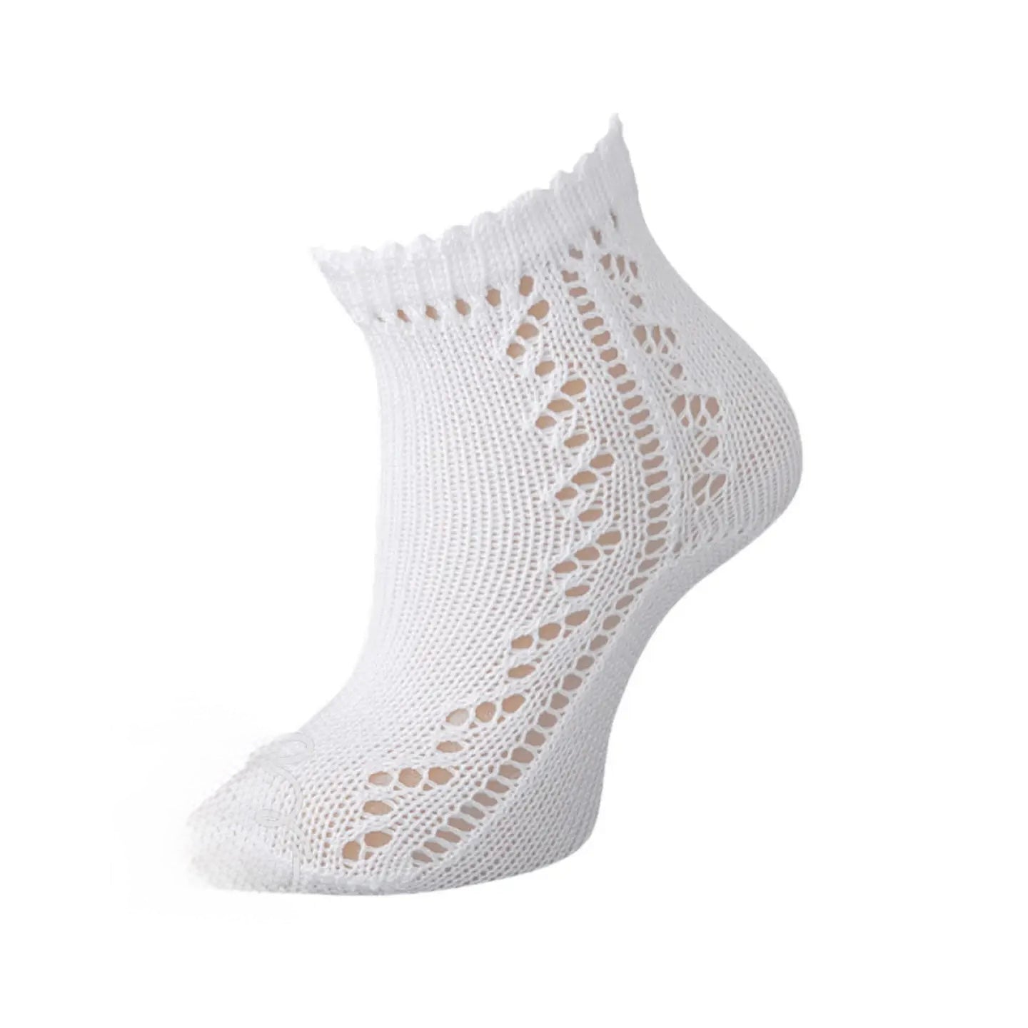 Openwork Scottish Yarn Socks White