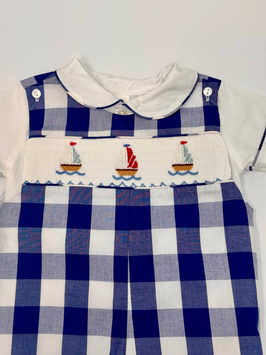 Blue Check Sailboats Overall