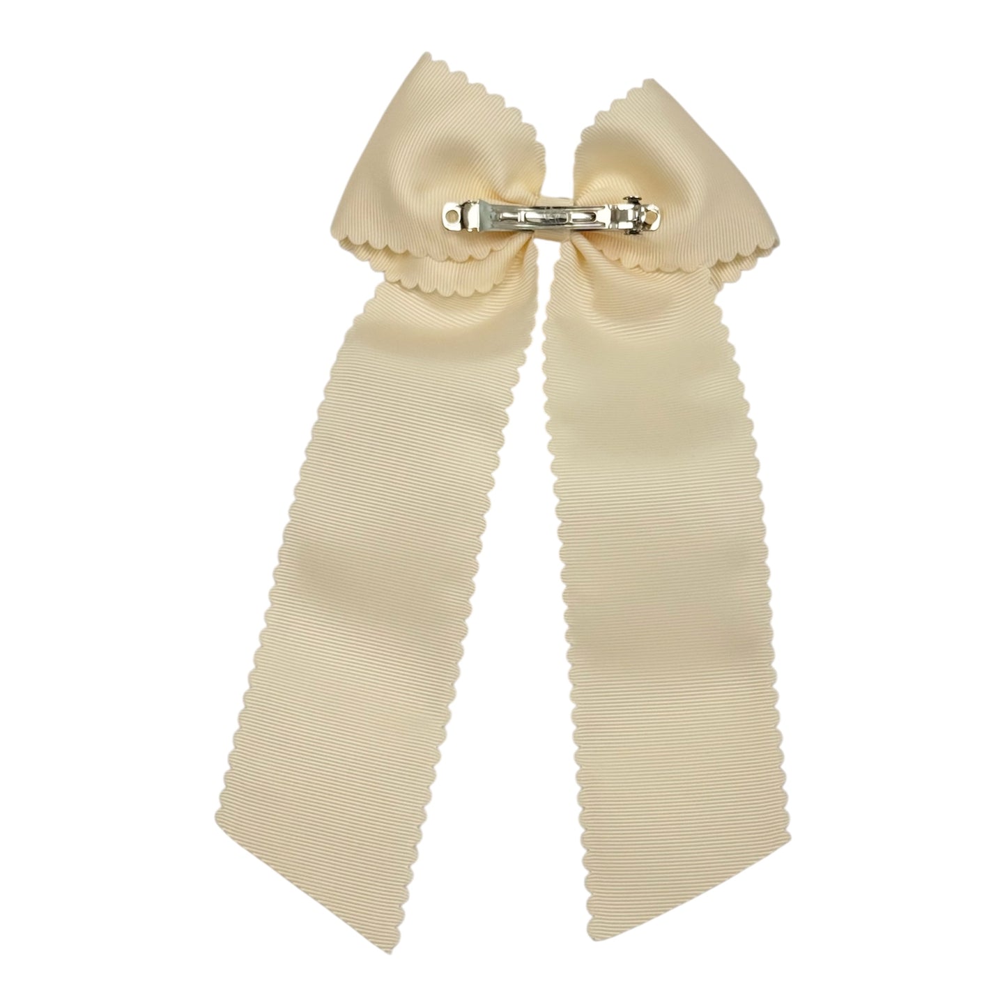 Ivory Grosgrain Scallop Bow