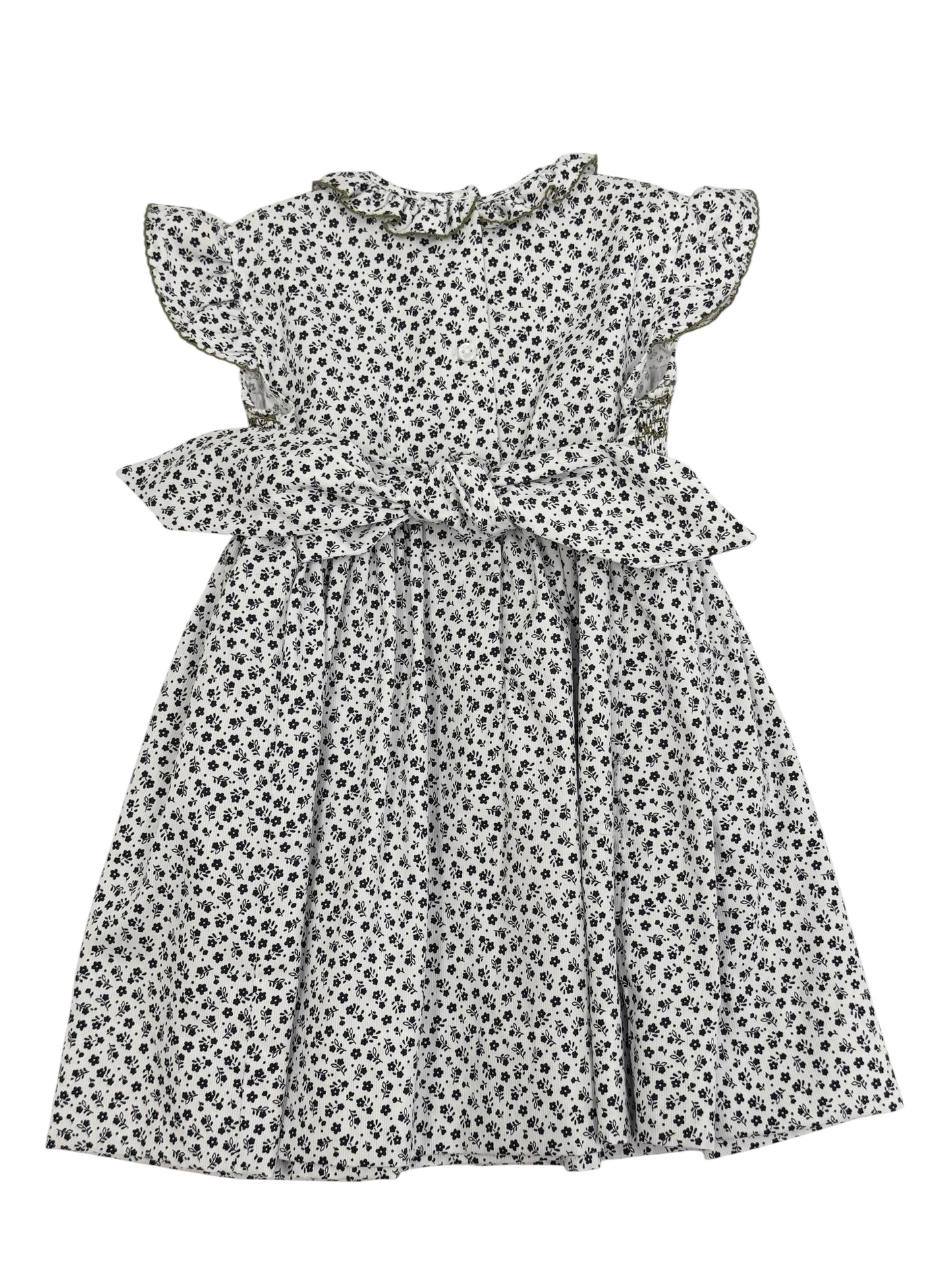Navy Posies Smocked Dress