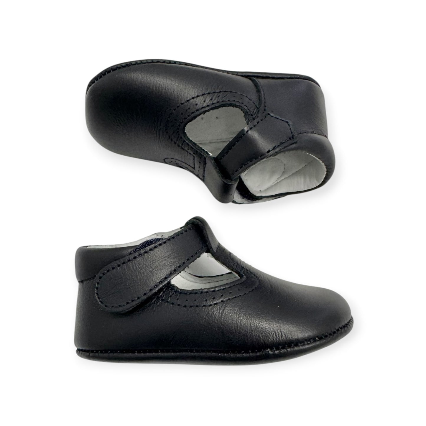 Navy Leather T-Strap 1007