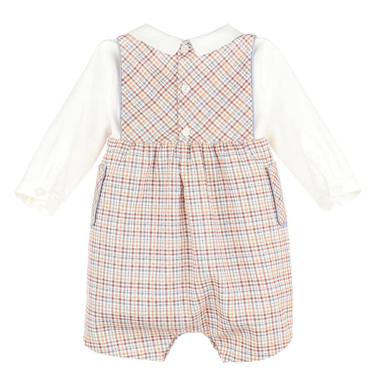 SL3743 Plaid Overall Set