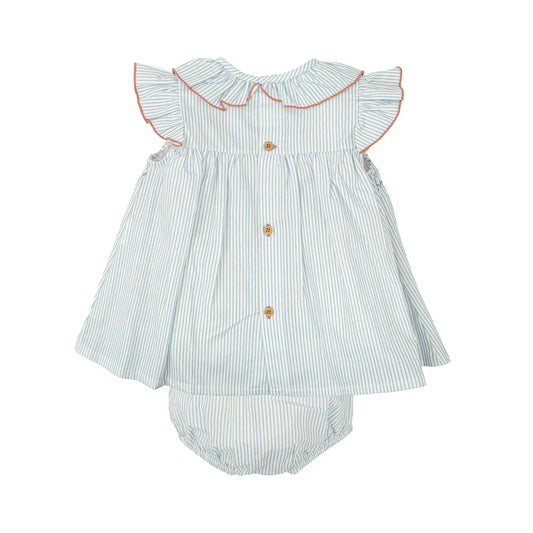 Claridad Blue Stripe Smocked Set 92420