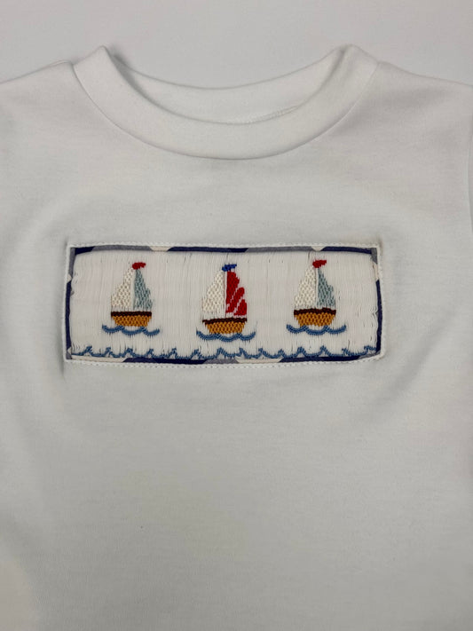 Blue Check Sailboats Shorts Set