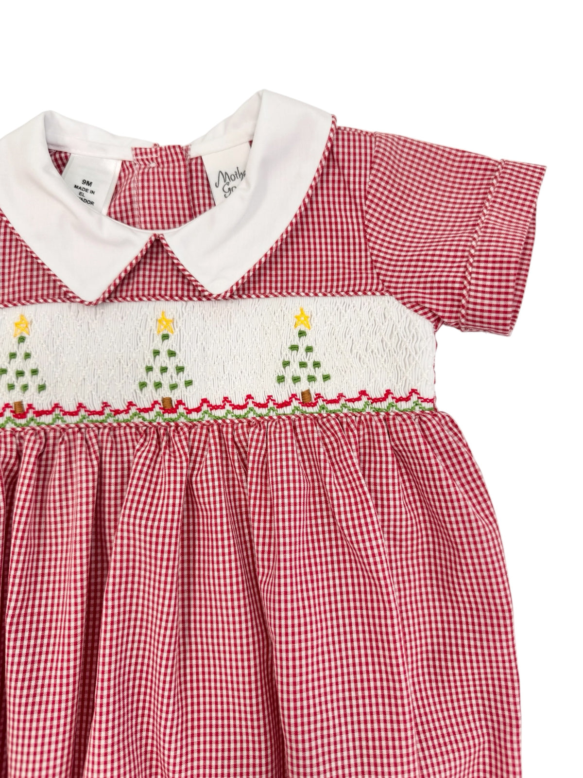 Red Gingham Smocked Christmas Tree Romper