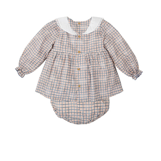Valle Blue Plaid Bloomer Set