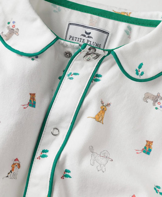 Holiday Dogs Romper PJ 0/3M