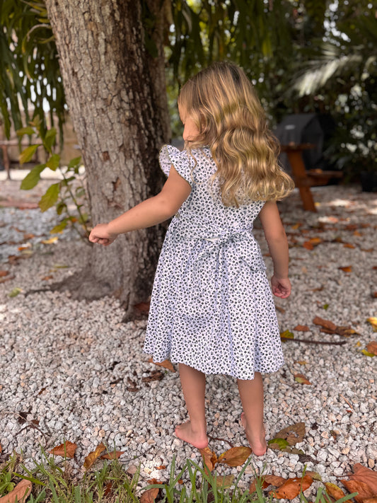 Navy Posies Smocked Dress