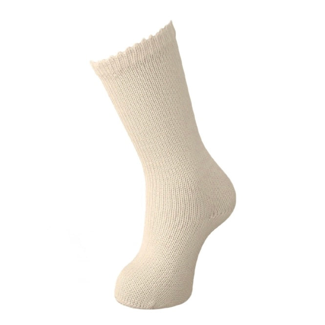 Perle Scottish Yarn Kneehigh Plain Socks Natural