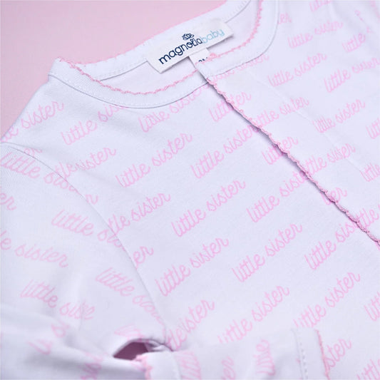Little Sister Pink Printed Footie