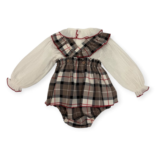 Senda Red Plaid Romper Dress 43634