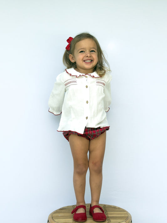 Muerdago Red Plaid Bloomer Set 41659