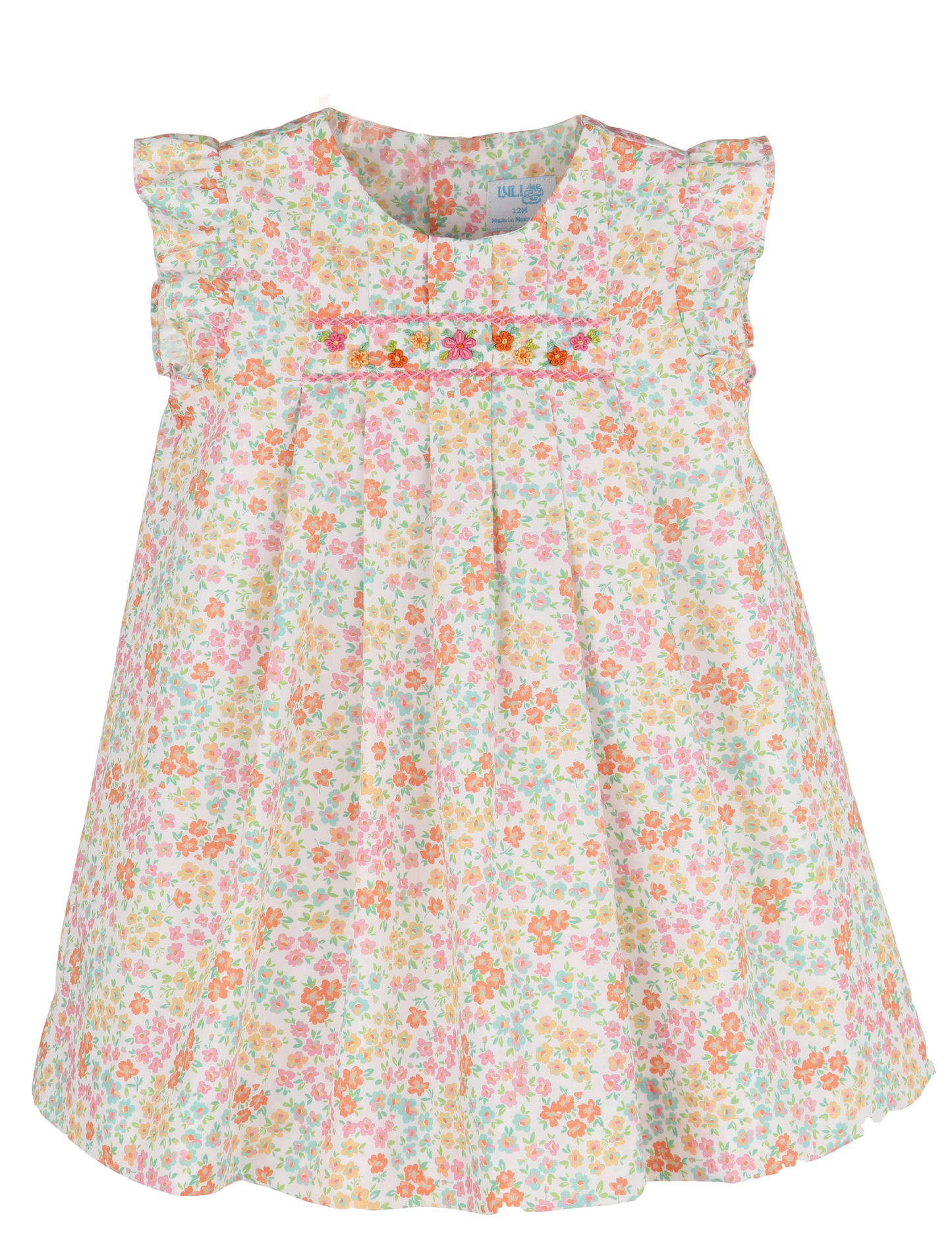 Orange Garden Pleated Dress