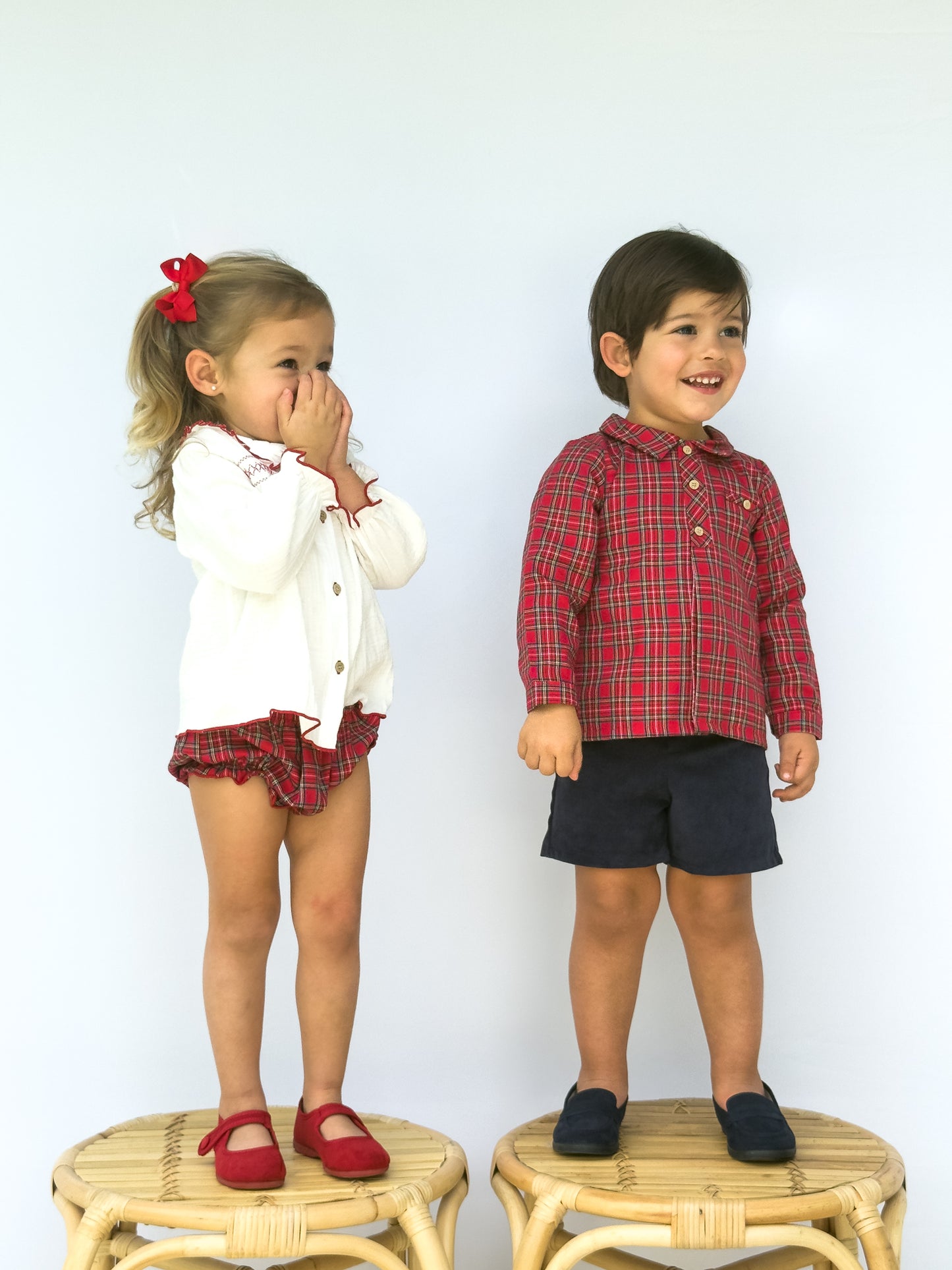 Muerdago Red Plaid Shorts Set 42659