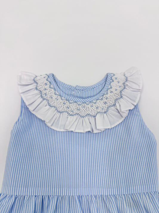 Blue Stripe Kate Smocked Dress