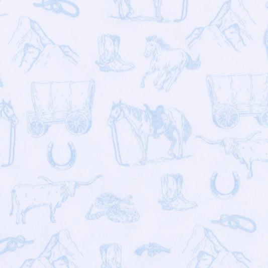 Light Blue Wild West Toile Long Pajamas