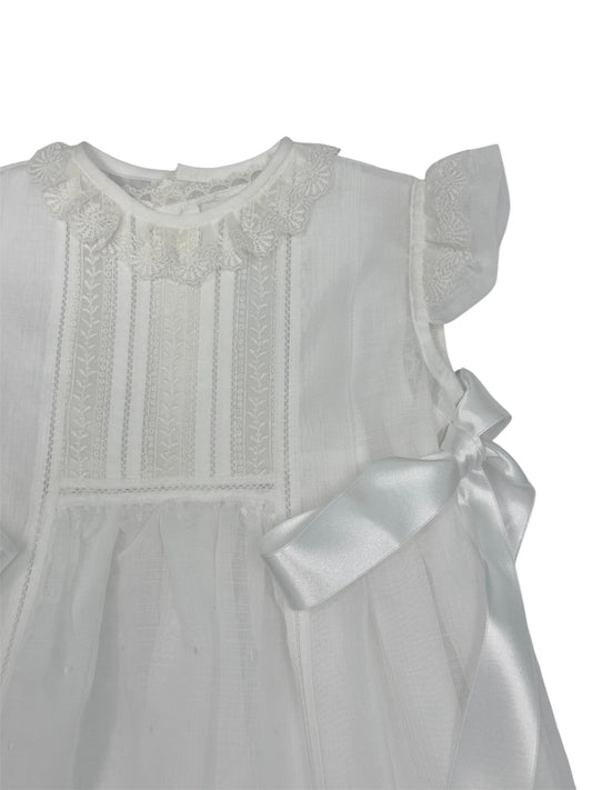 White Plumetti Embroidered Mantilla Dress 453