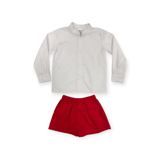 Red Pique Shorts Set