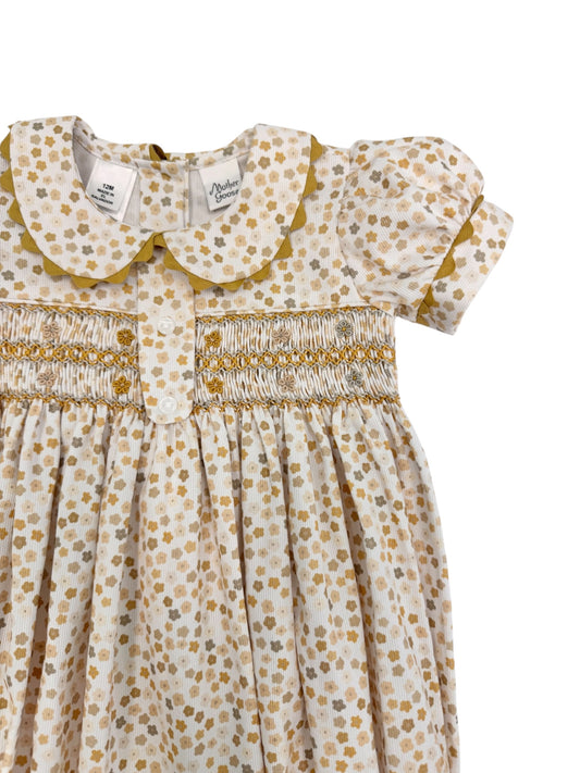Mustards Calico Print Smocked Romper