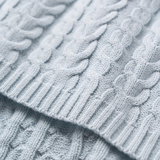 Pale Blue Horseshoe Cable Blanket