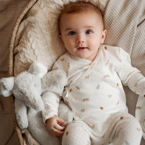 Neutral Safari Print Organic Cotton Pointelle Layette 2 Pc Set